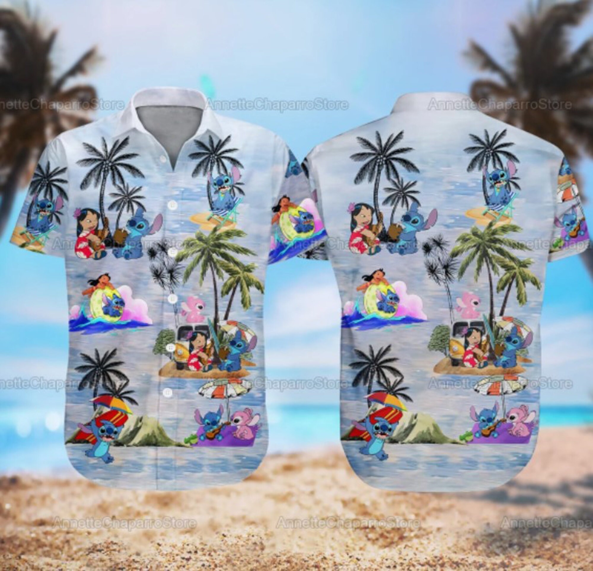 Ahola Stitch Funny And Lilo Beach Hawaiian Shirt Ahola Stitch Funny And Lilo Beach Hawaiian Shirt