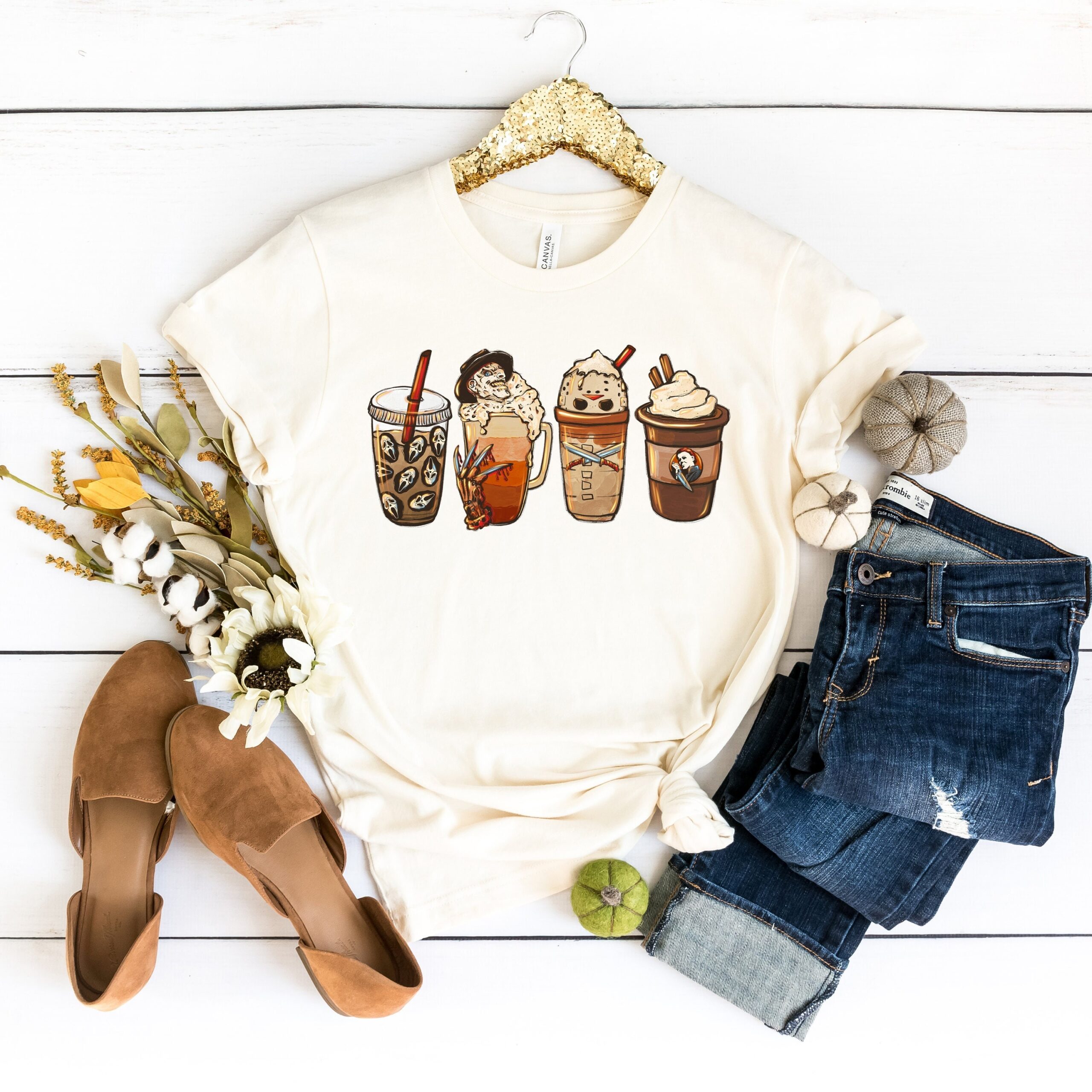 Horror Coffee Pumpkin Spice Latte Fall Squad Shirt Horror Coffee Pumpkin Spice Latte Fall Squad Shirt