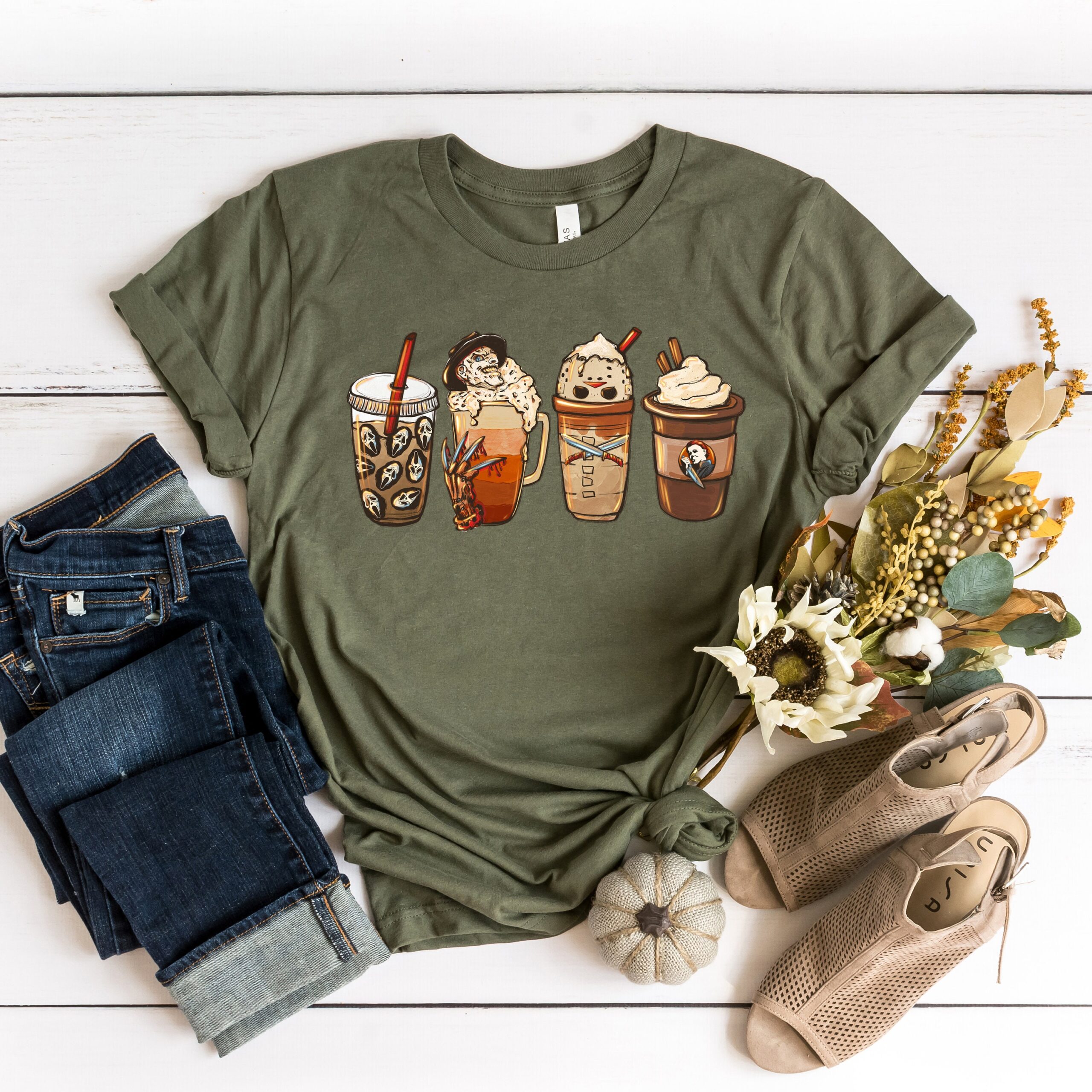 Horror Coffee Pumpkin Spice Latte Fall Squad Shirt Horror Coffee Pumpkin Spice Latte Fall Squad Shirt