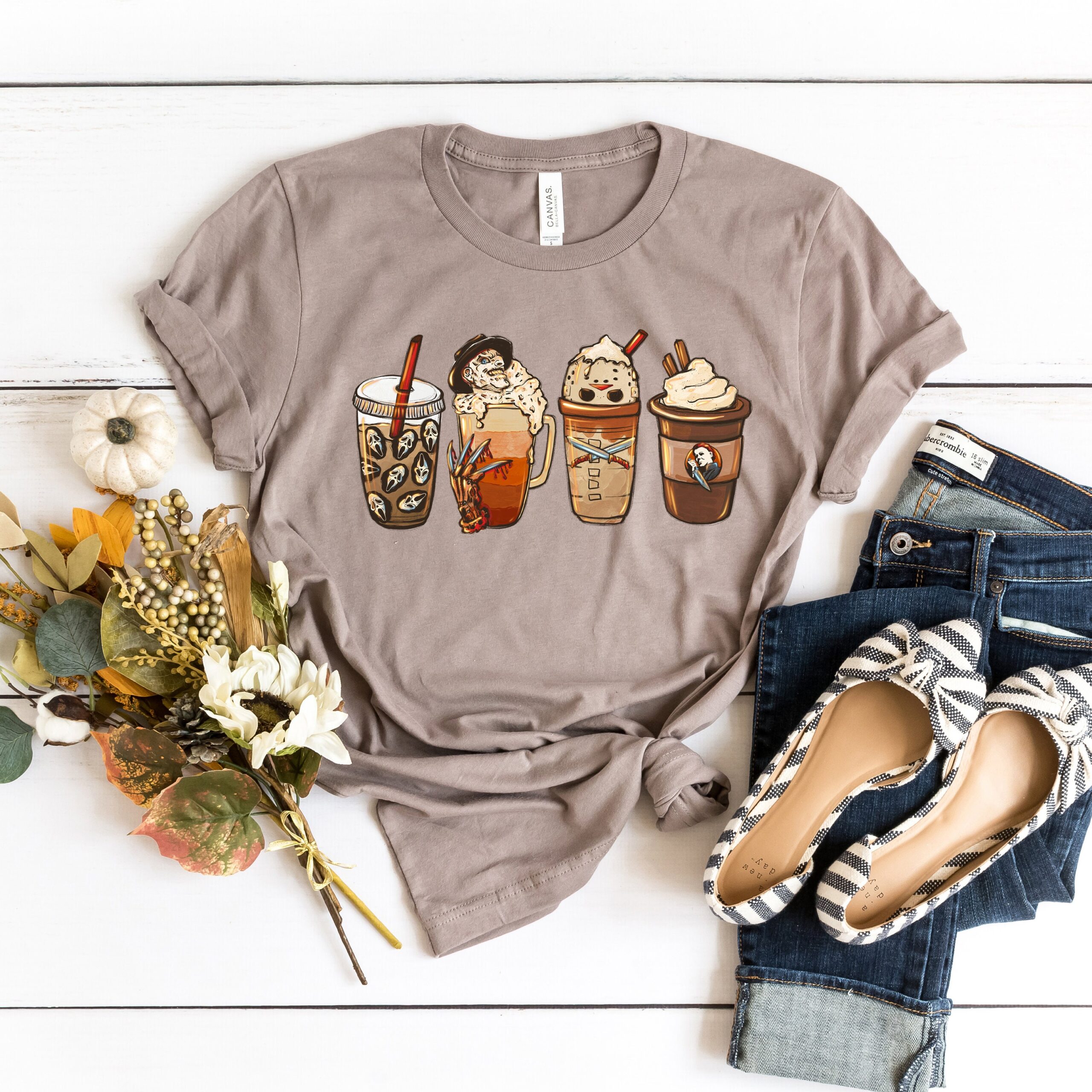 Horror Coffee Pumpkin Spice Latte Fall Squad Shirt Horror Coffee Pumpkin Spice Latte Fall Squad Shirt
