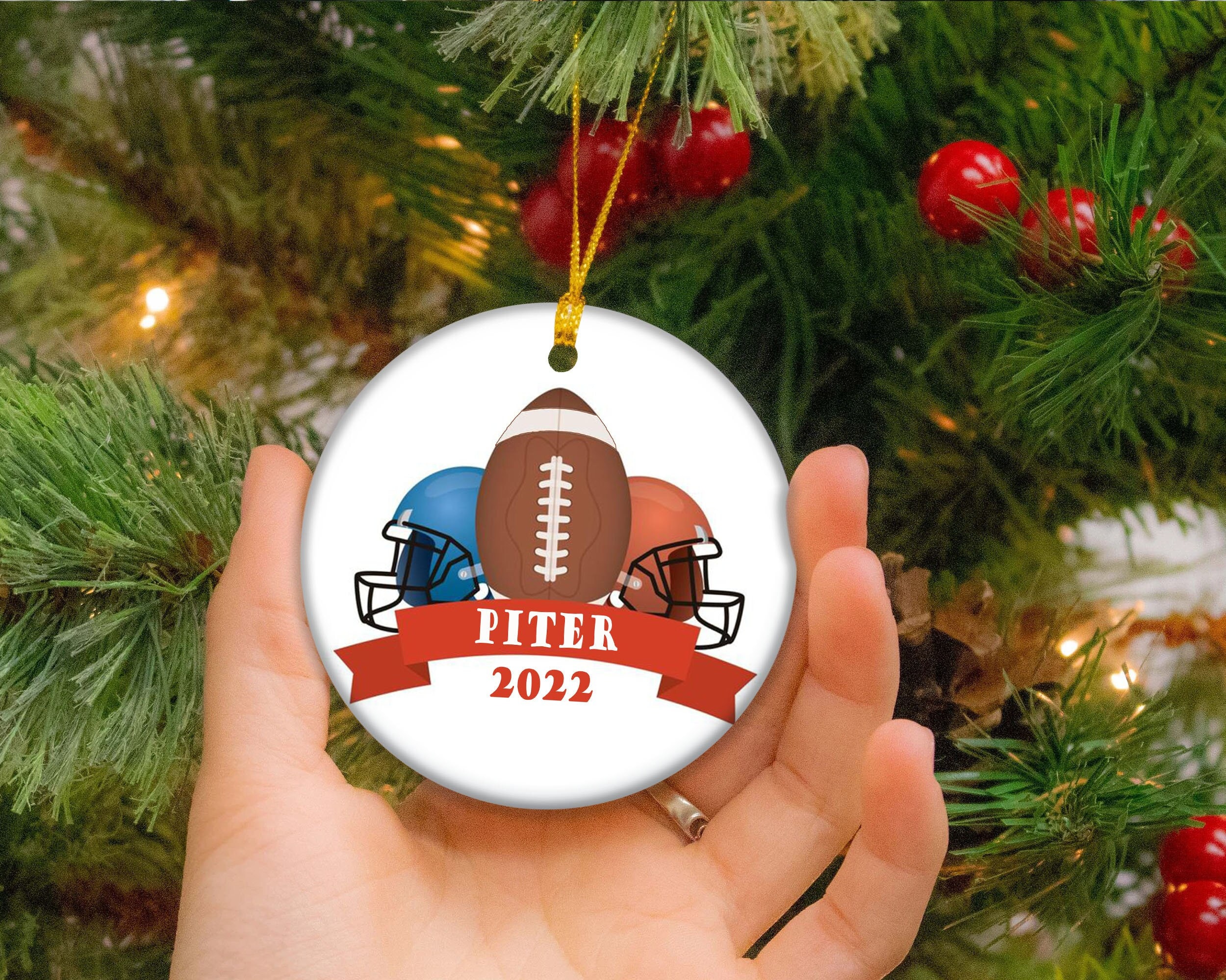 Custom Football Helmet Ornament 2022 Christmas Gift Custom Football Helmet Ornament 2022 Christmas Gift