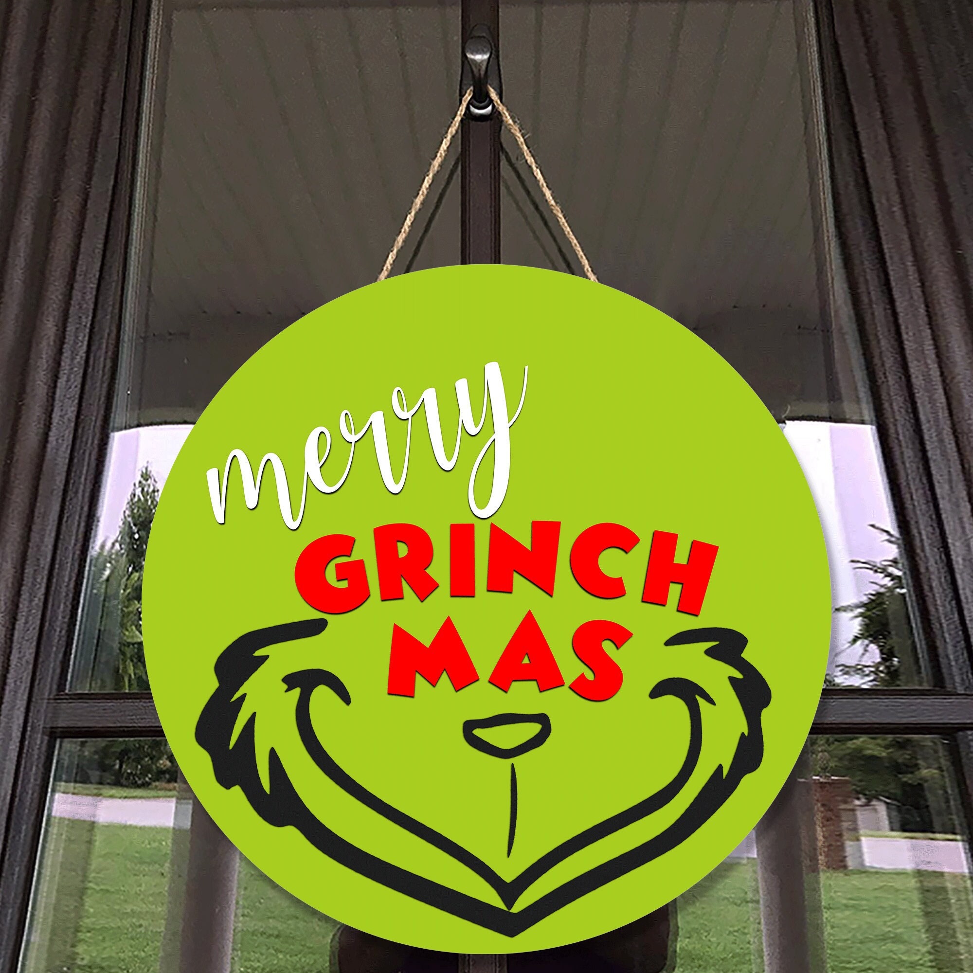 Grinch Christmas Round Door Hanger Grinch Christmas Round Door Hanger