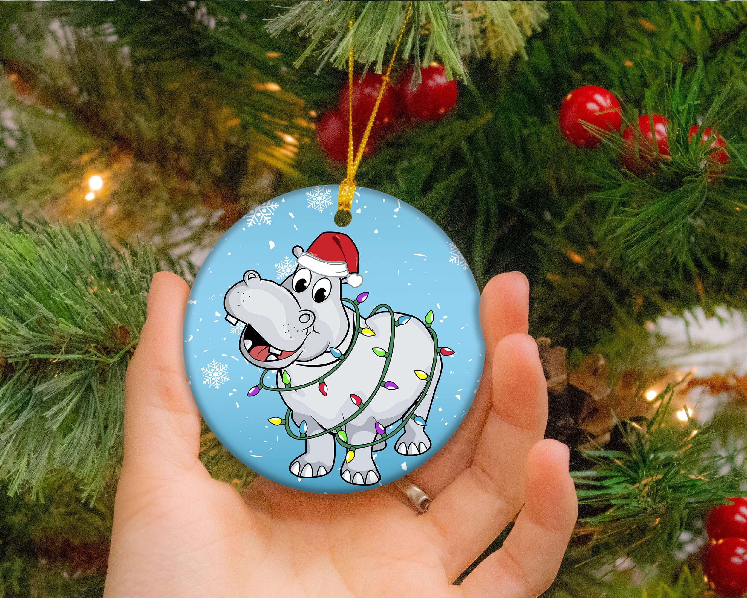 Hippopotamus Hippo Xmas Christmas Ornament Hippopotamus Hippo Xmas Christmas Ornament