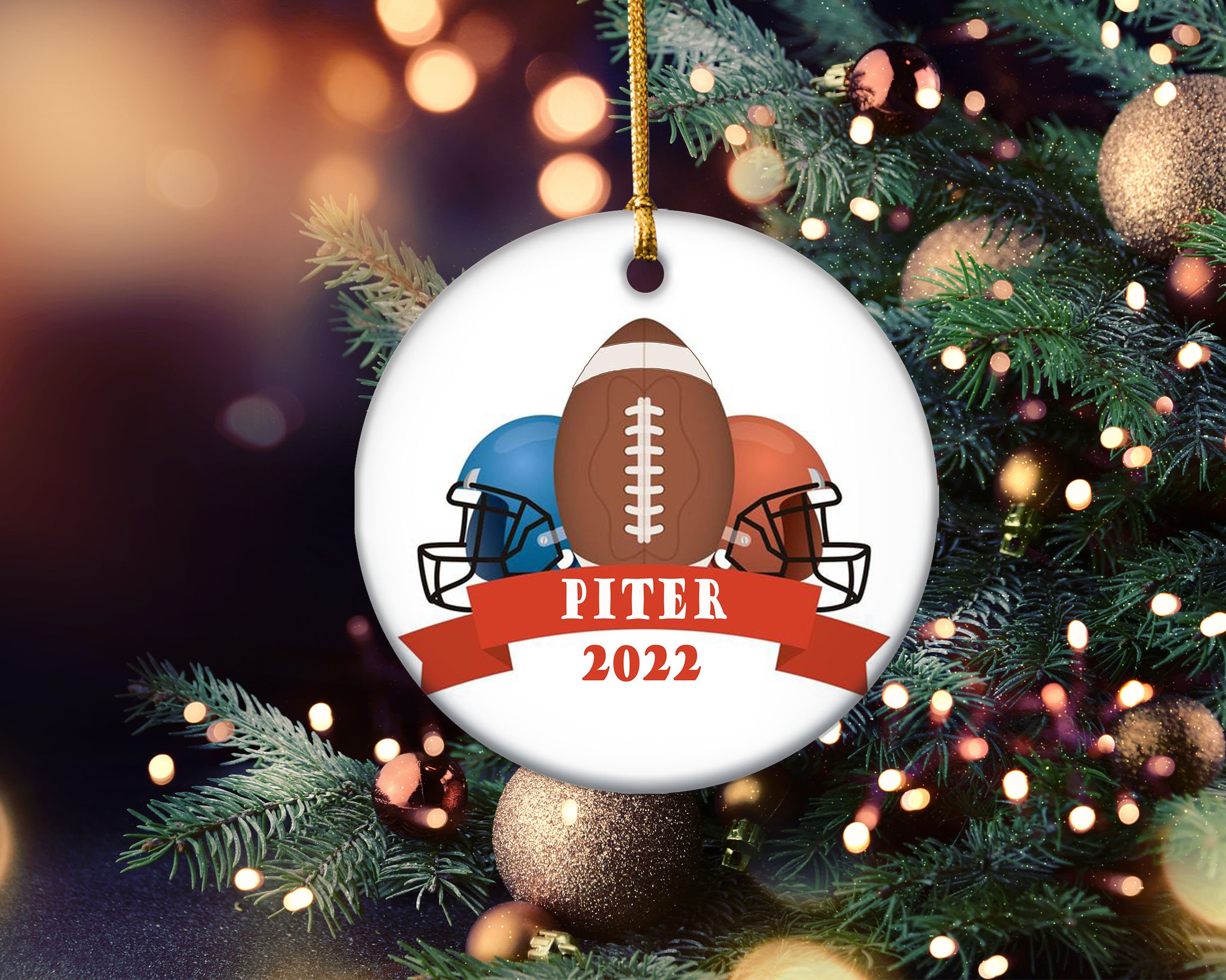 Custom Football Helmet Ornament 2022 Christmas Gift Custom Football Helmet Ornament 2022 Christmas Gift