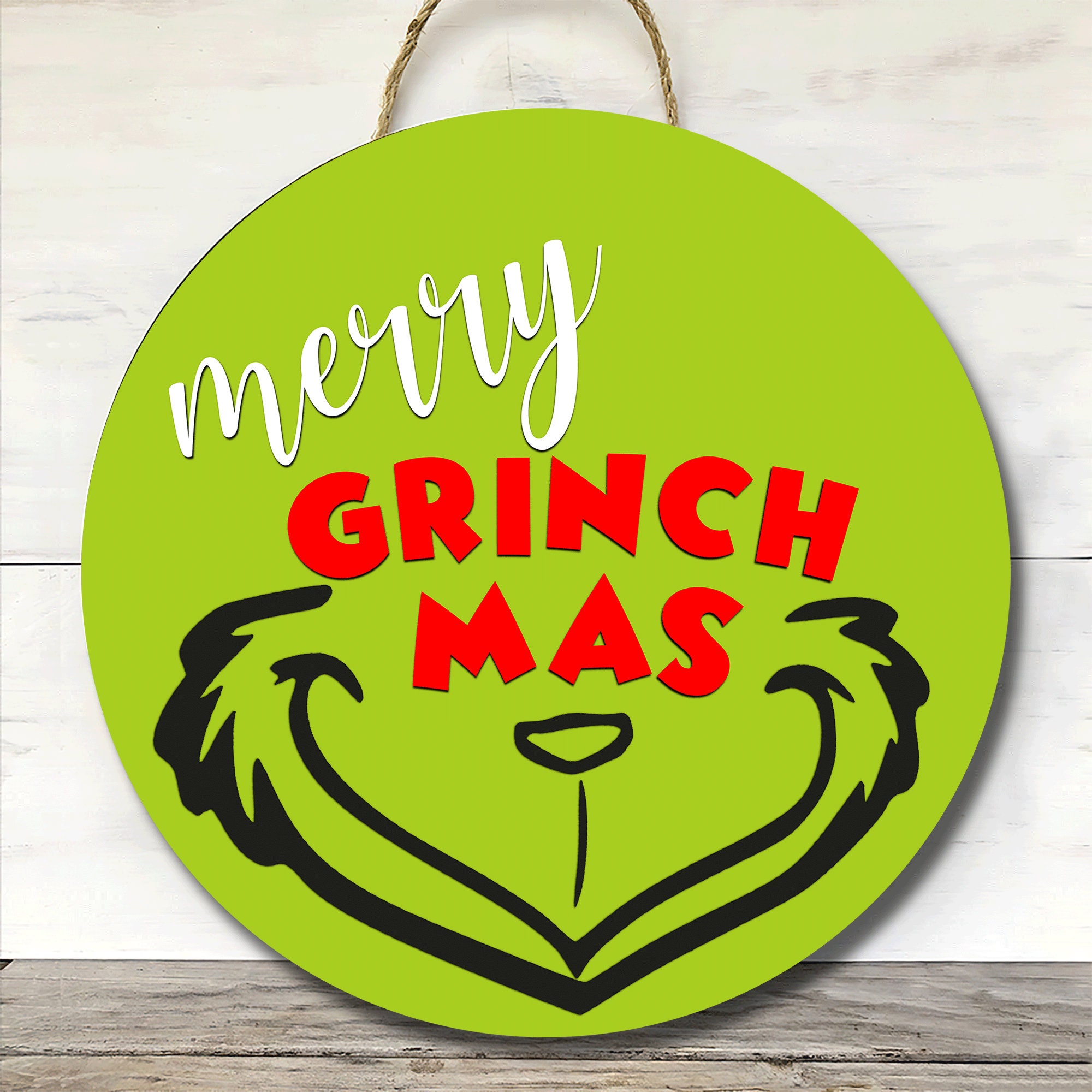 Grinch Christmas Round Door Hanger Grinch Christmas Round Door Hanger