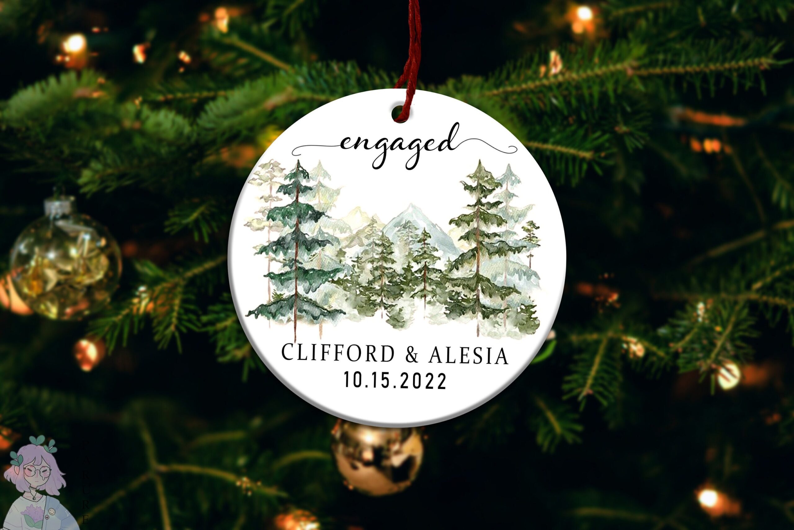 Personalized Engagement Gift Announcement Couples Ornament Personalized Engagement Gift Announcement Couples Ornament