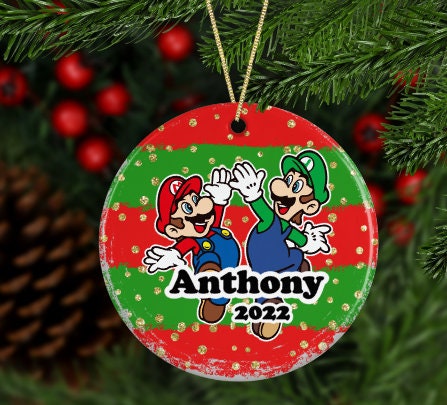 Personalized Mar!o Character Holiday Ornament Personalized Mar!o Character Holiday Ornament