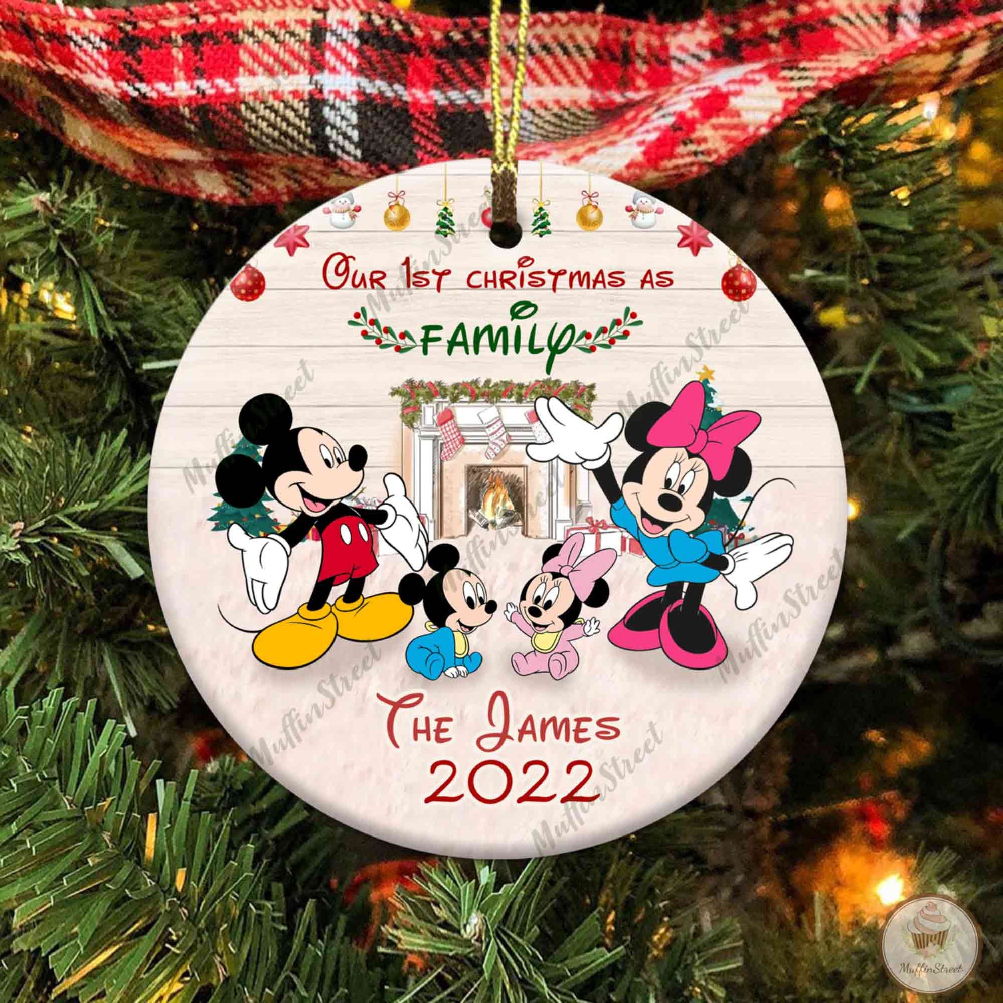 Personalized Mickey And Minnie Disney Our First Christmas As A Family Ceramic Ornament Personalized Mickey And Minnie Disney Our First Christmas As A Family Ceramic Ornament