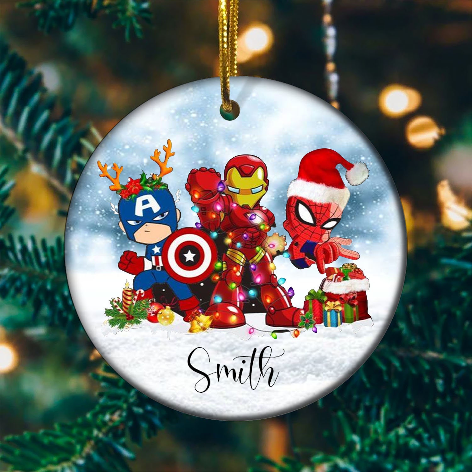 Superhero Christmas Xmas Ornament Superhero Christmas Xmas Ornament
