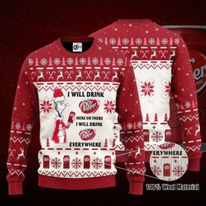 Dr. Seuss Will Drink Soda Pepper Ugly Christmas Sweater