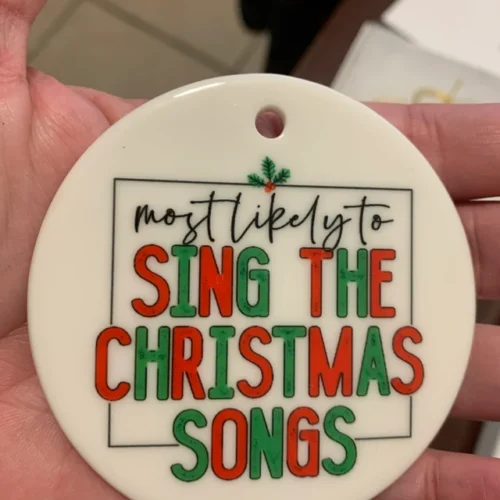 Most Likely To Family Matching Funny Christmas Xmas Ornament Gifts photo review