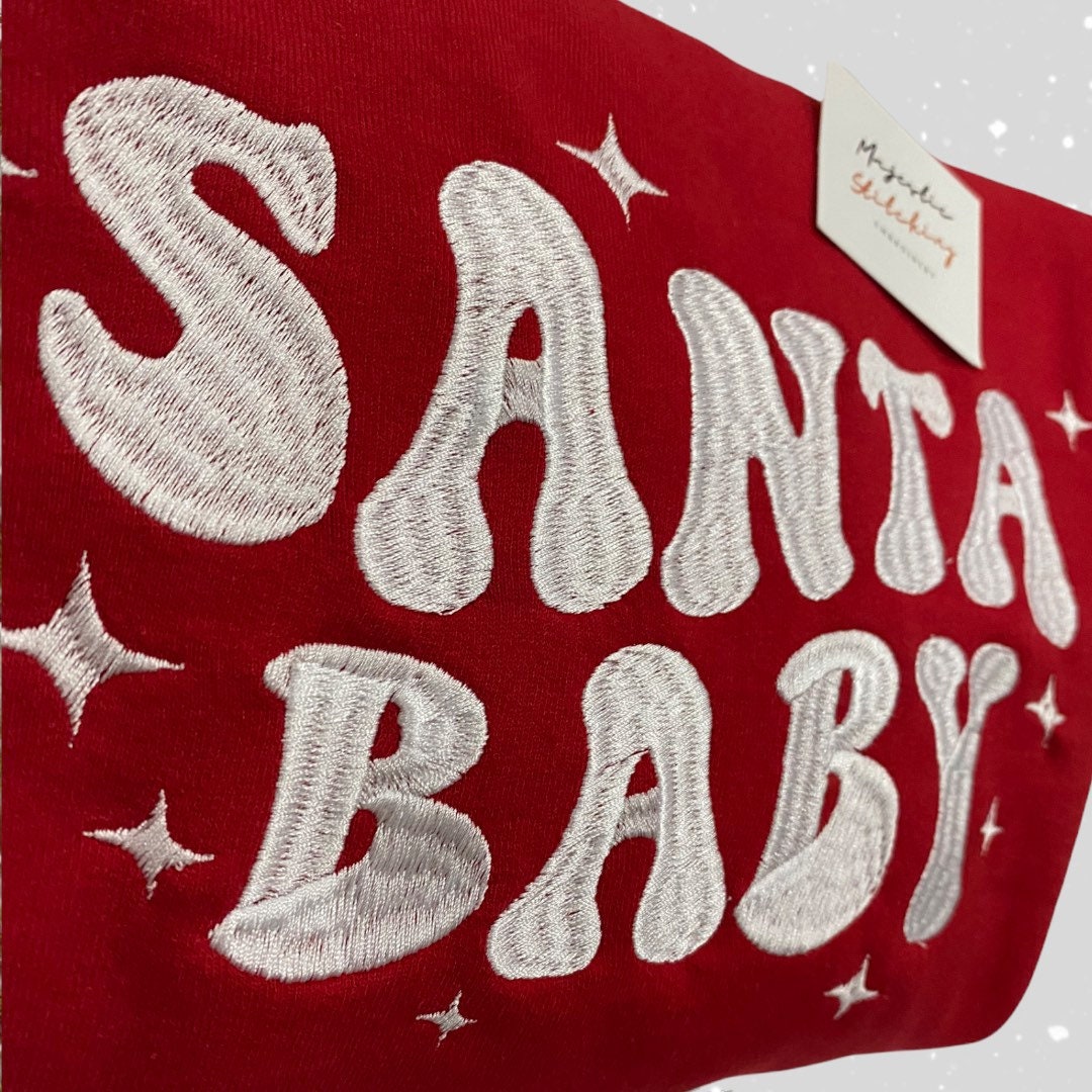 Santa Baby Embroidered X-mas Crewneck Sweatshirt Santa Baby Embroidered X-mas Crewneck Sweatshirt