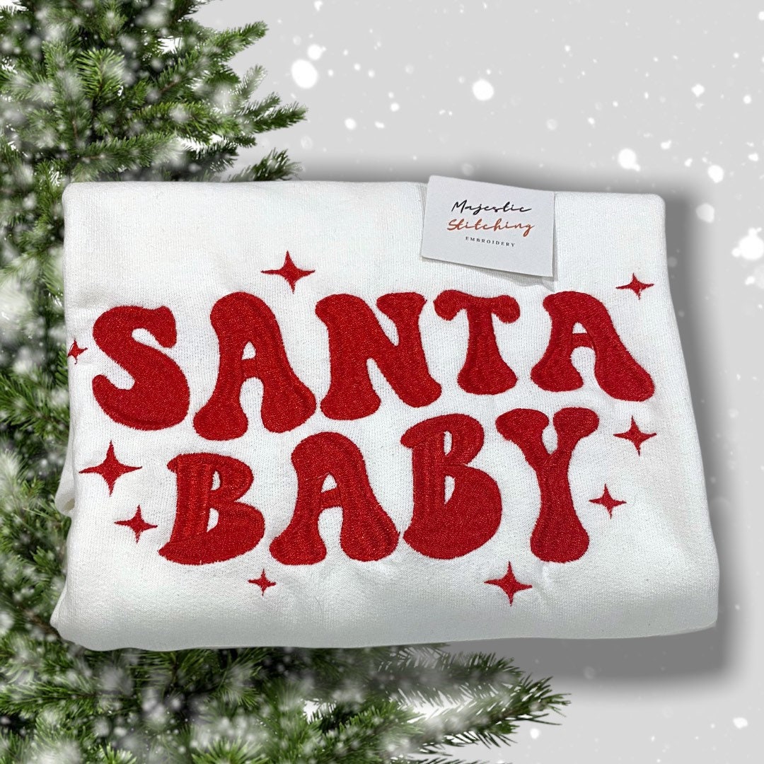 Santa Baby Embroidered X-mas Crewneck Sweatshirt Santa Baby Embroidered X-mas Crewneck Sweatshirt